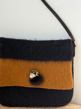 Art Deco SGB Couture Handmade 100% Merino Wool Bag Unique Fiber Art Collector